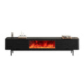 70"/80" TV Stand with Electric Fireplace, Wooden Media Console & Simulated Flame Effect