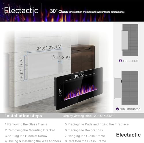 Electactic Electric Fireplace, Recessed and Wall Mounted