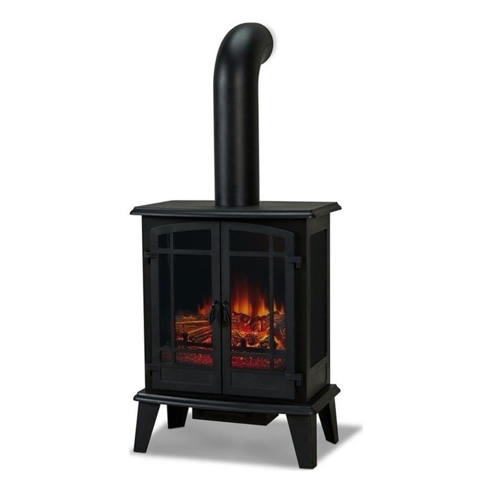 25" Electric Fireplace Stove with Realistic Log Flame Effect, Adjustable Thermostat & Auto Shut-Off
