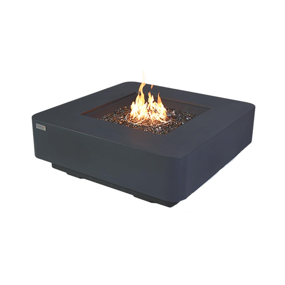 Square Outdoor Fire Pit Table with Canvas Cover & Lava Rocks for Patio and Backyard Use