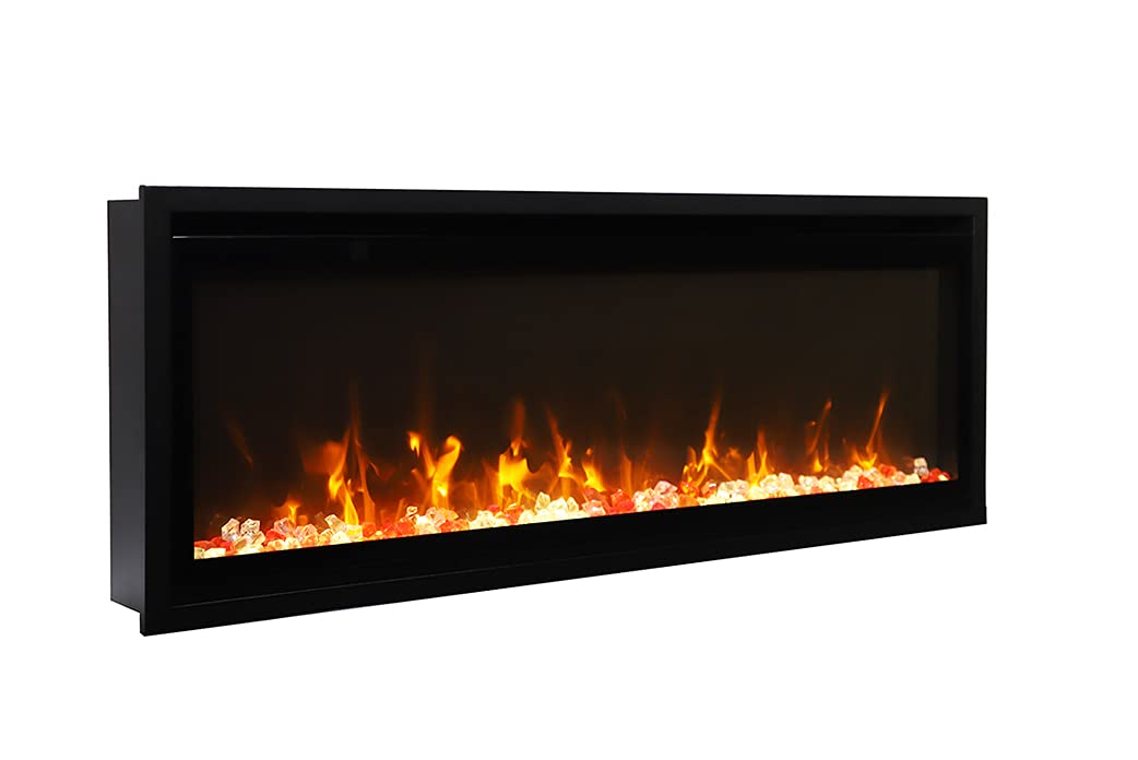 42" Slim Smart Electric Fireplace with Wi-Fi, Touch Control & Adjustable Flames, Indoor/Outdoor Use