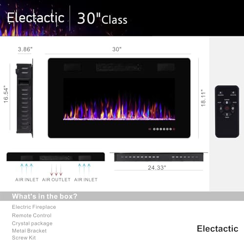 Electactic Electric Fireplace, Recessed and Wall Mounted