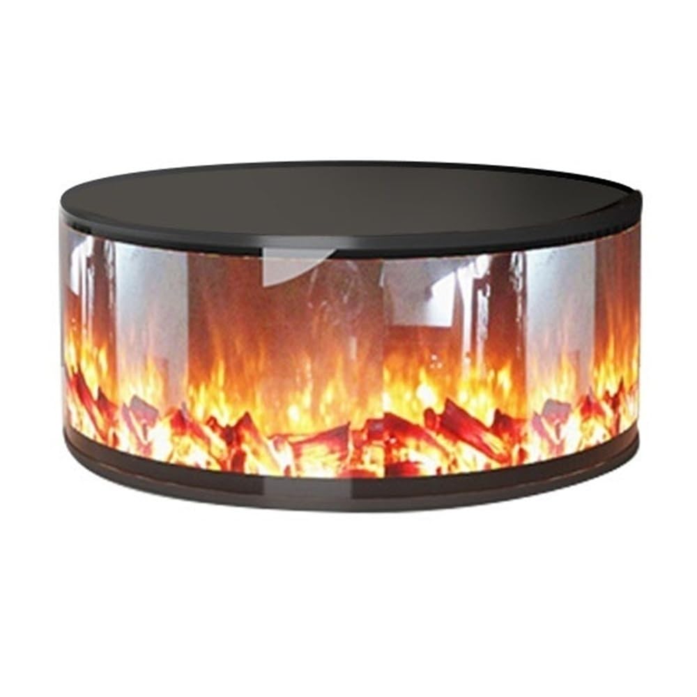 Cylindrical Electric Fireplace with Adjustable LED Flame & Remote Control, Freestanding/Recessed Design