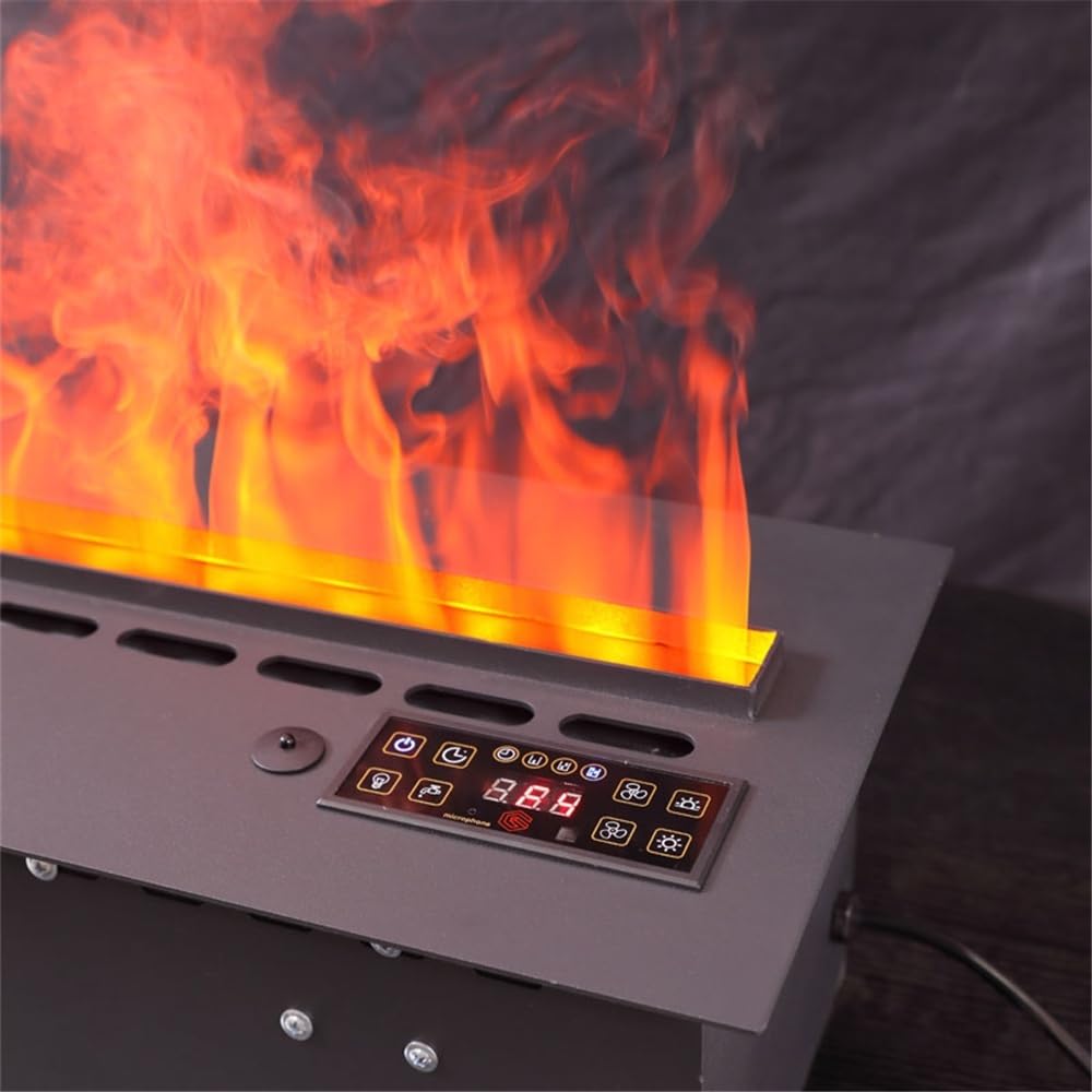 Recessed Water Vapor Electric Fireplace with LED Realistic Flame & Touch/Remote Control