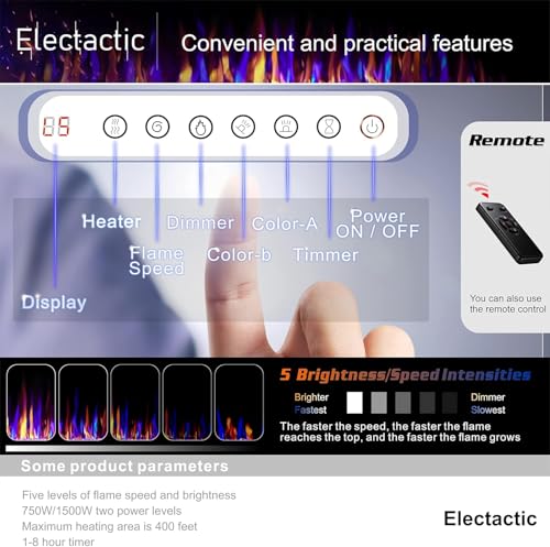 Electactic Electric Fireplace, Recessed and Wall Mounted