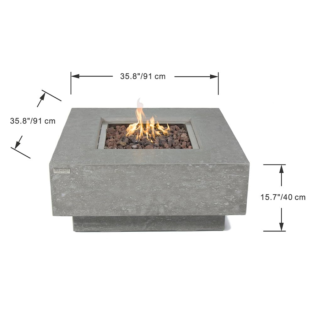 Square Outdoor Fire Pit Table with Canvas Cover & Lava Rocks for Patio and Backyard Use
