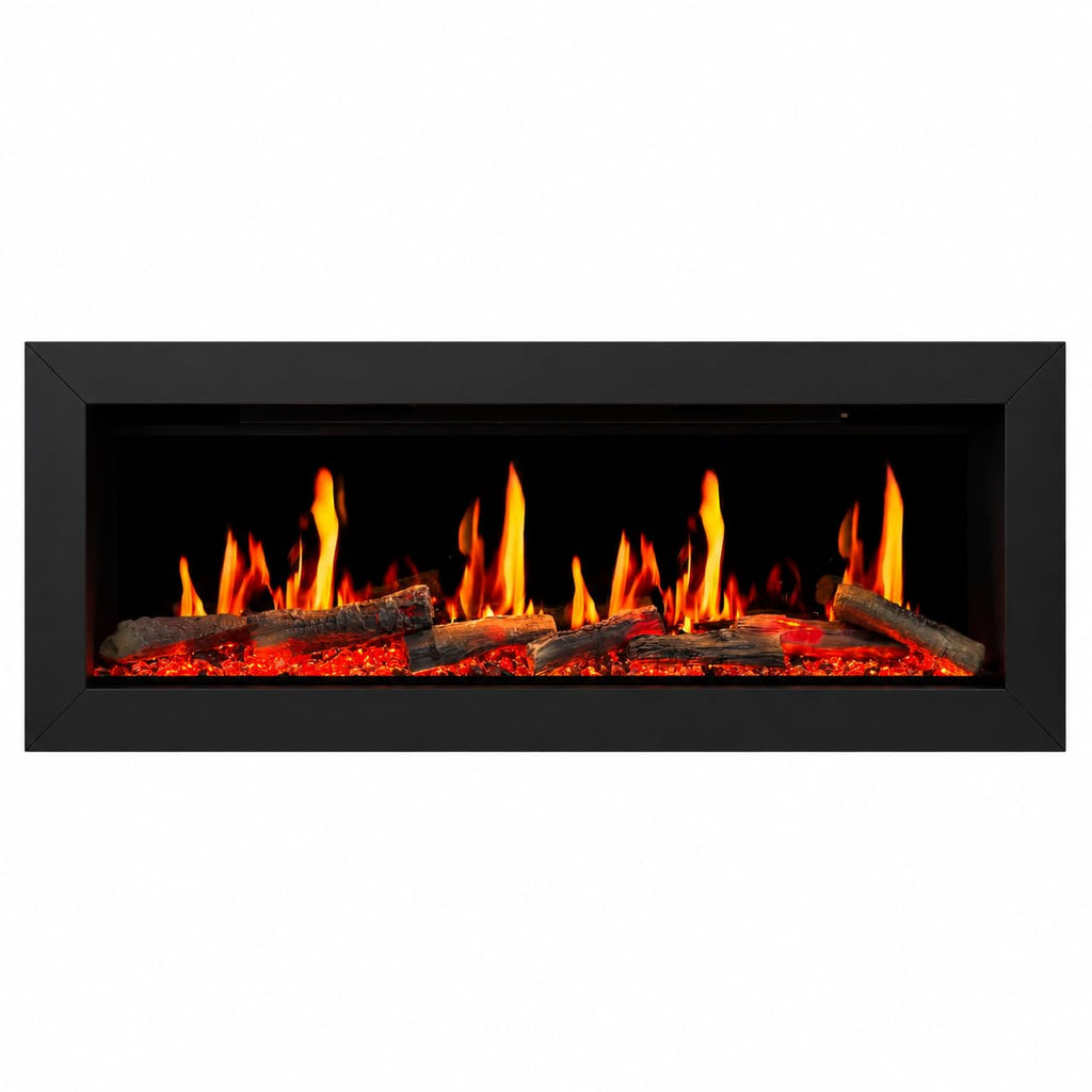 Ultra-Slim Electric Fireplace with Multi-Flame LED, Driftwood Logs, River Rocks & App Control 45"