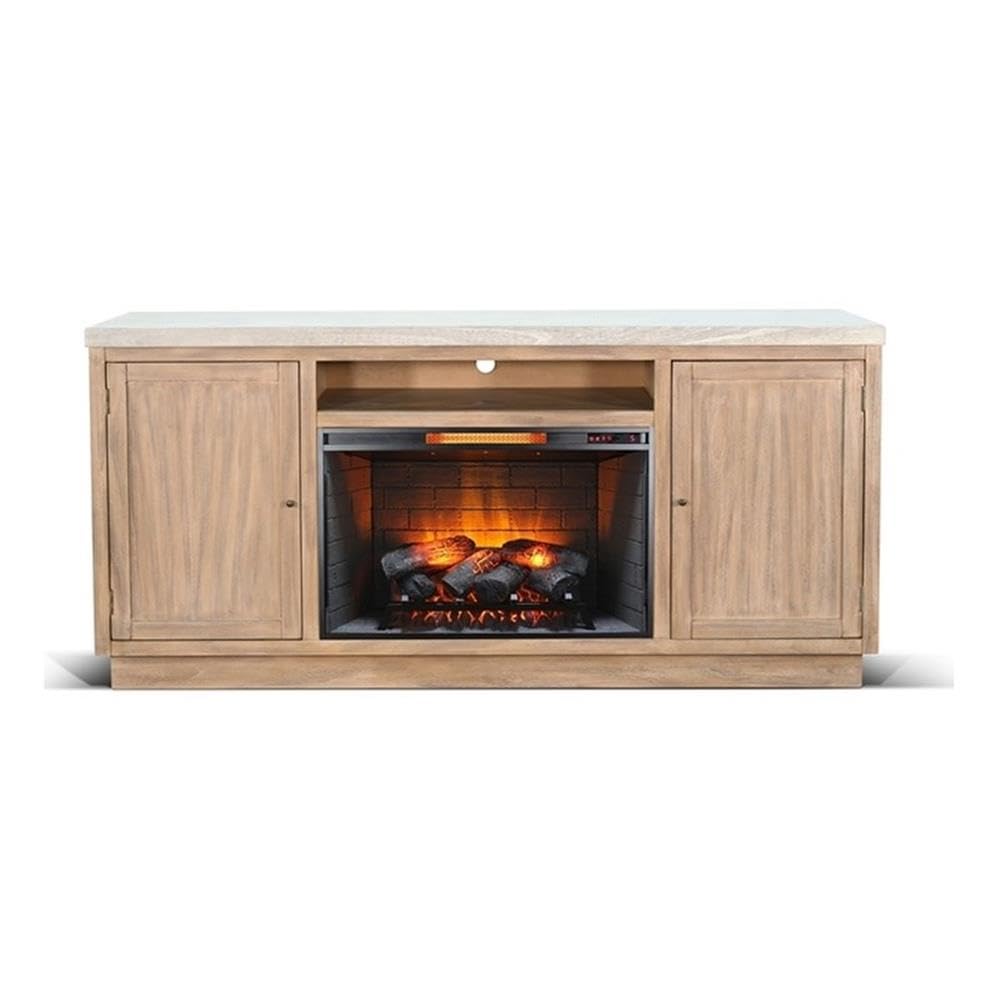 78" Media Console with Electric Fireplace, Infrared Quartz Heater & Adjustable Shelves