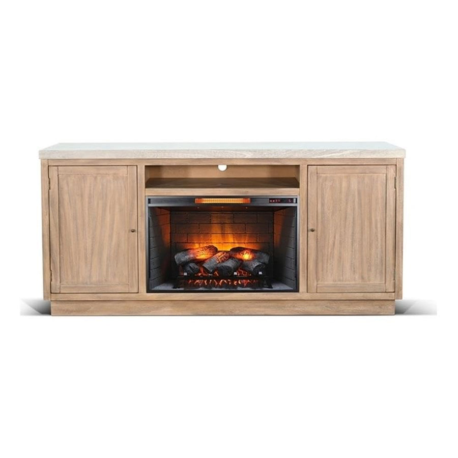78" Media Console with Electric Fireplace, Infrared Quartz Heater & Adjustable Shelves