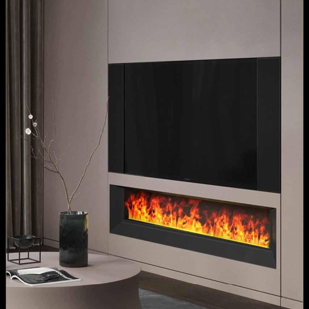 Recessed Water Vapor Electric Fireplace with LED Realistic Flame & Touch/Remote Control