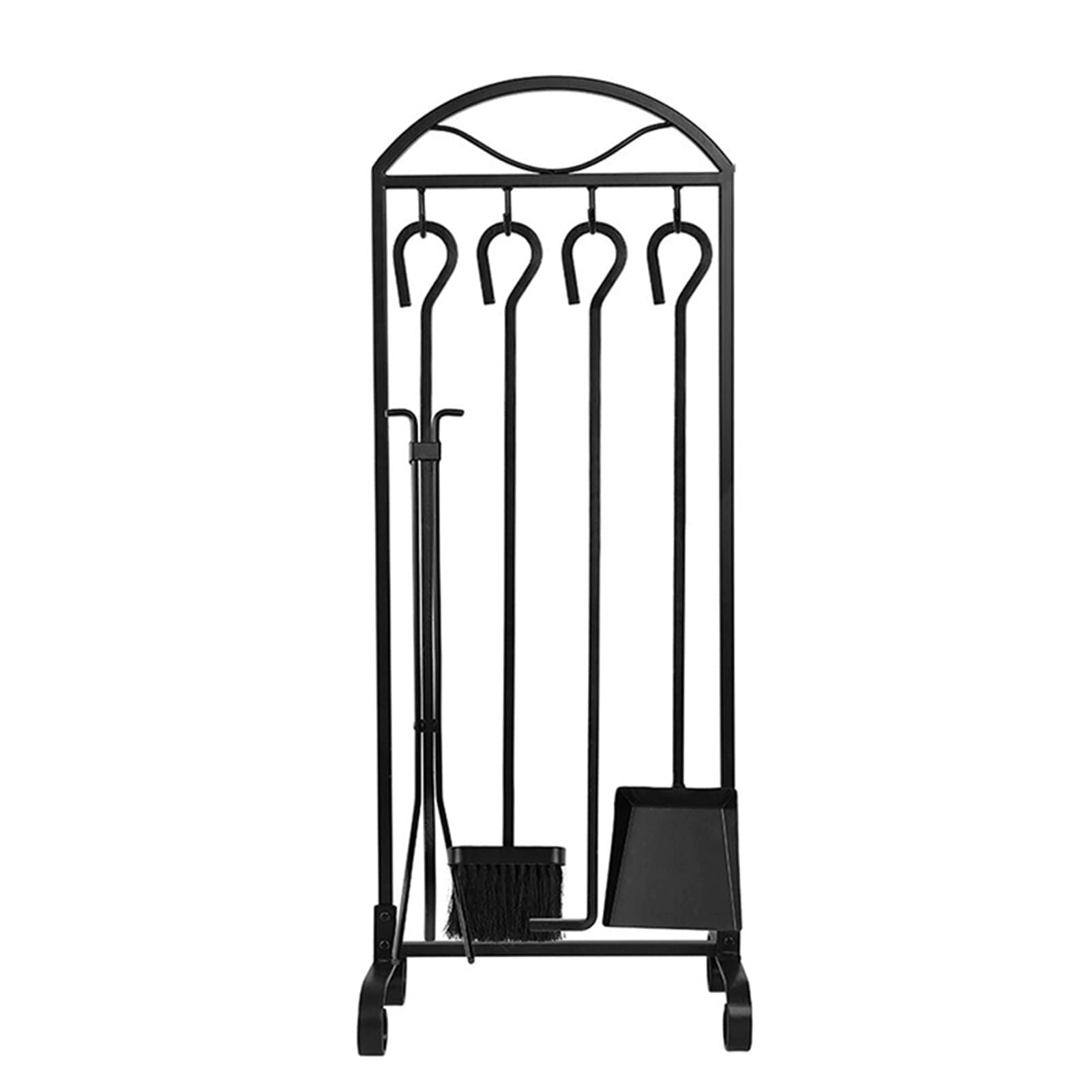 5-Piece Fireplace Tool Set, Hand-Forged Iron Hearth Accessories with Black Finish