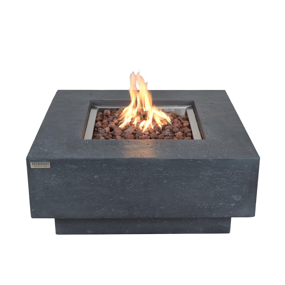 Square Outdoor Fire Pit Table with Canvas Cover & Lava Rocks for Patio and Backyard Use