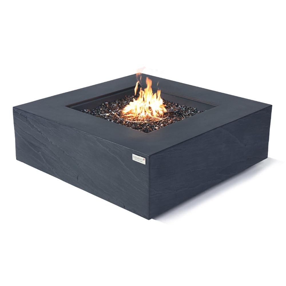Square Outdoor Fire Pit Table with Canvas Cover & Lava Rocks for Patio and Backyard Use