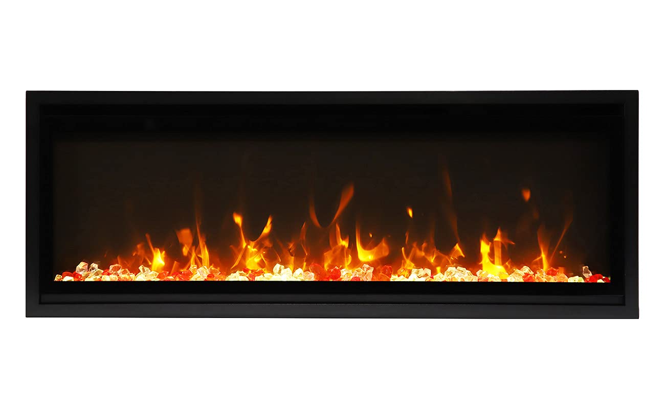 42" Slim Smart Electric Fireplace with Wi-Fi, Touch Control & Adjustable Flames, Indoor/Outdoor Use