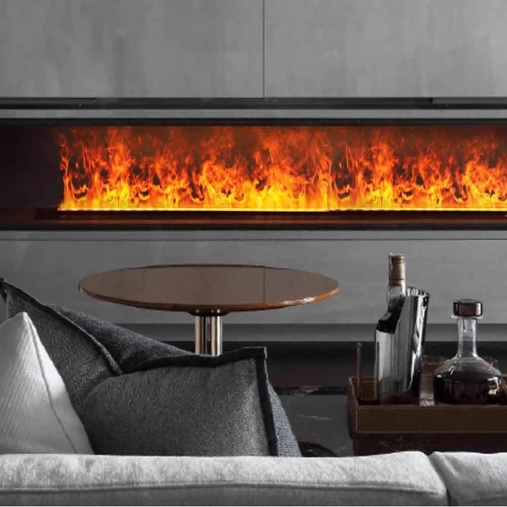 Recessed Water Vapor Electric Fireplace with LED Realistic Flame & Touch/Remote Control