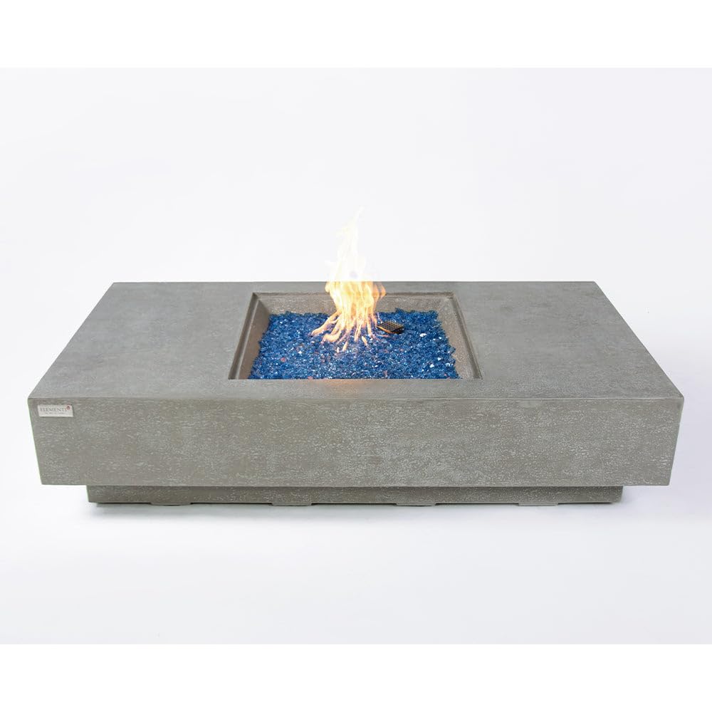 60" Concrete Fire Pit Table with Fire Glass for Patio, Garden & Outdoor Heating