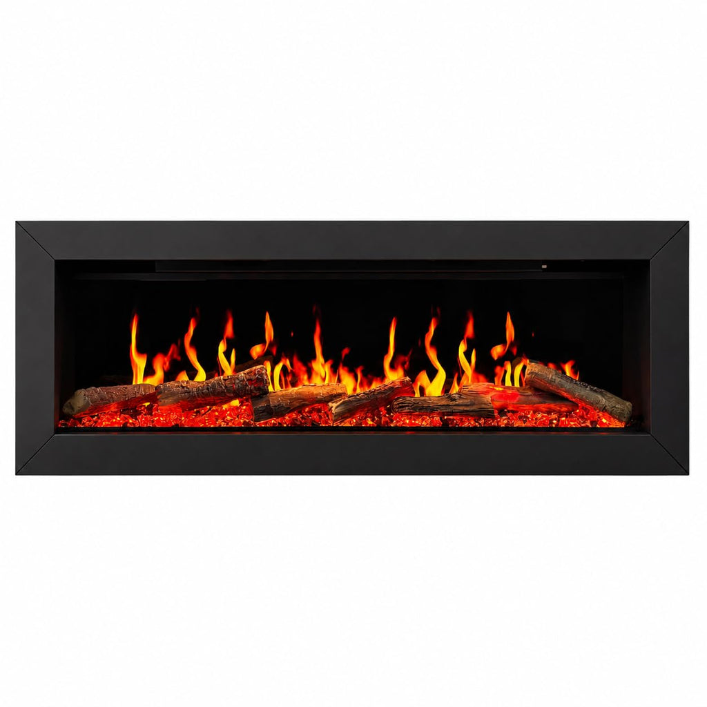 Ultra-Slim Electric Fireplace with Multi-Flame LED, Driftwood Logs, River Rocks & App Control 45"
