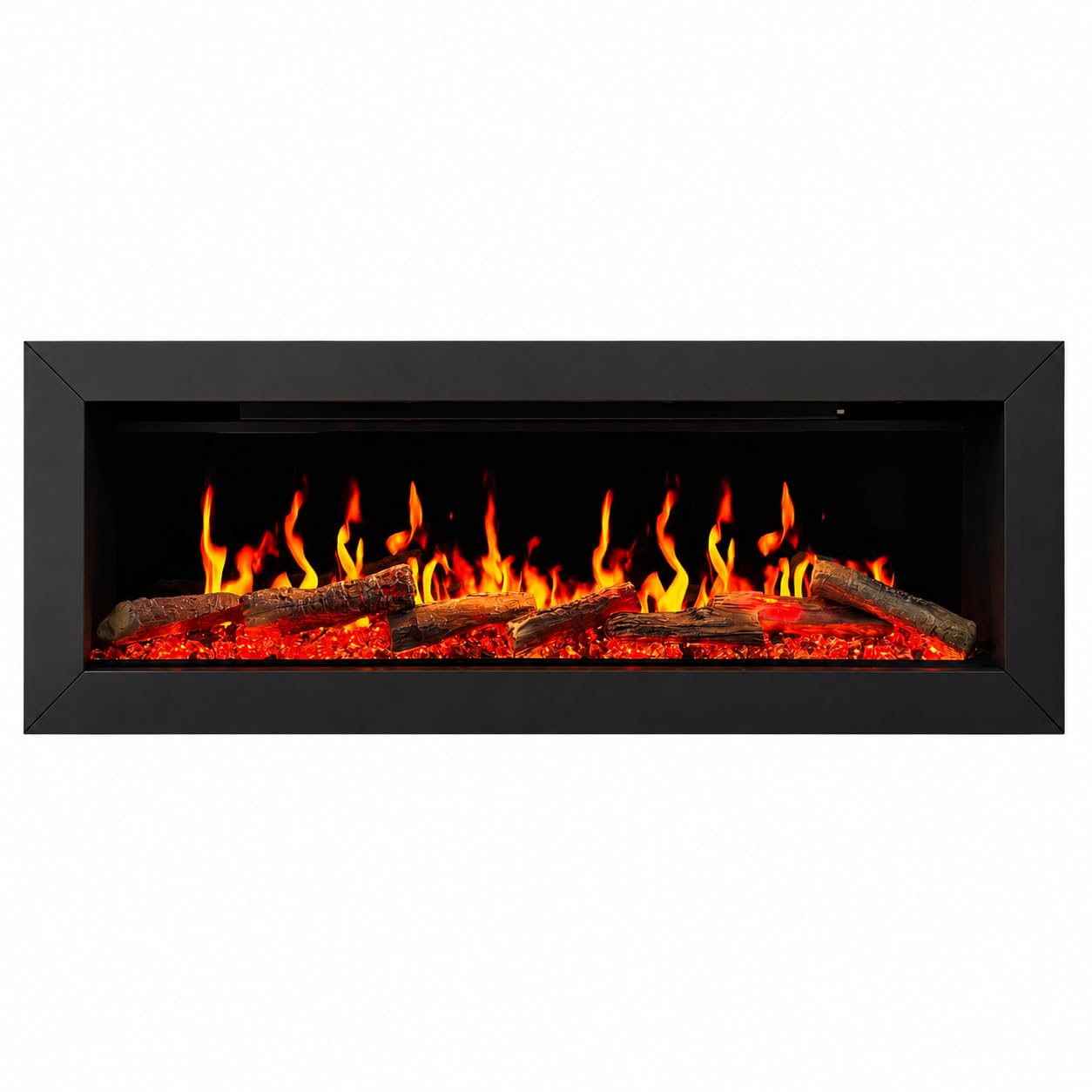 Ultra-Slim Electric Fireplace with Multi-Flame LED, Driftwood Logs, River Rocks & App Control 45"