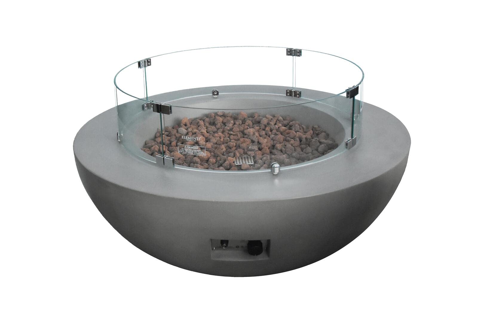 42" Concrete Fire Pit Bowl with Electronic Ignition, Lava Rock & Canvas Cover