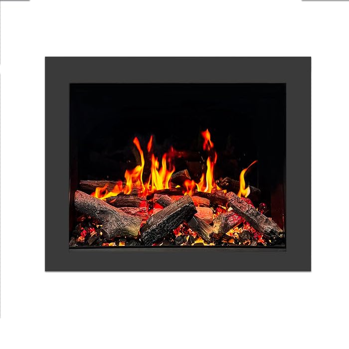Ultra-Slim Electric Fireplace with Multi-Flame LED, Driftwood Logs, River Rocks & App Control 45"