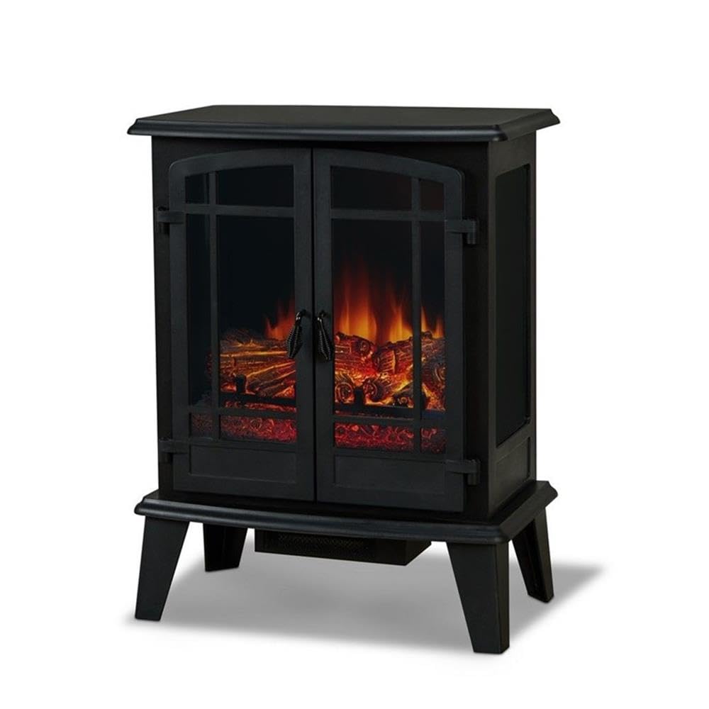 25" Electric Fireplace Stove with Realistic Log Flame Effect, Adjustable Thermostat & Auto Shut-Off
