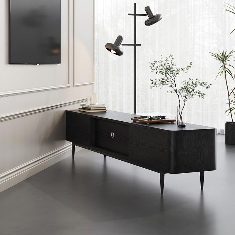 70"/80" TV Stand with Electric Fireplace, Wooden Media Console & Simulated Flame Effect
