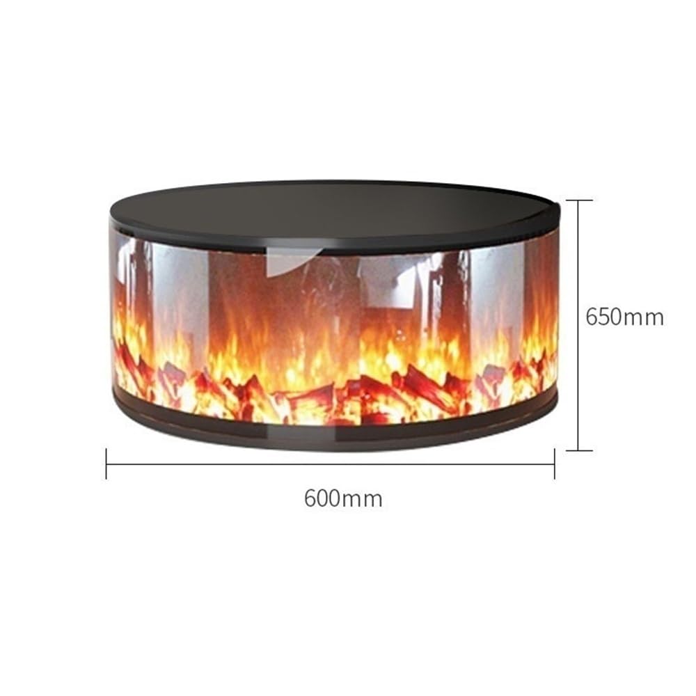 Cylindrical Electric Fireplace with Adjustable LED Flame & Remote Control, Freestanding/Recessed Design