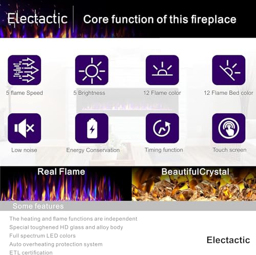 Electactic Electric Fireplace, Recessed and Wall Mounted