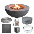 42" Concrete Fire Pit Bowl with Electronic Ignition, Lava Rock & Canvas Cover