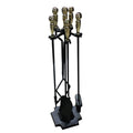 5-Piece Wrought Iron Fireplace Tool Set with Stand, Rust-Resistant Black Finish