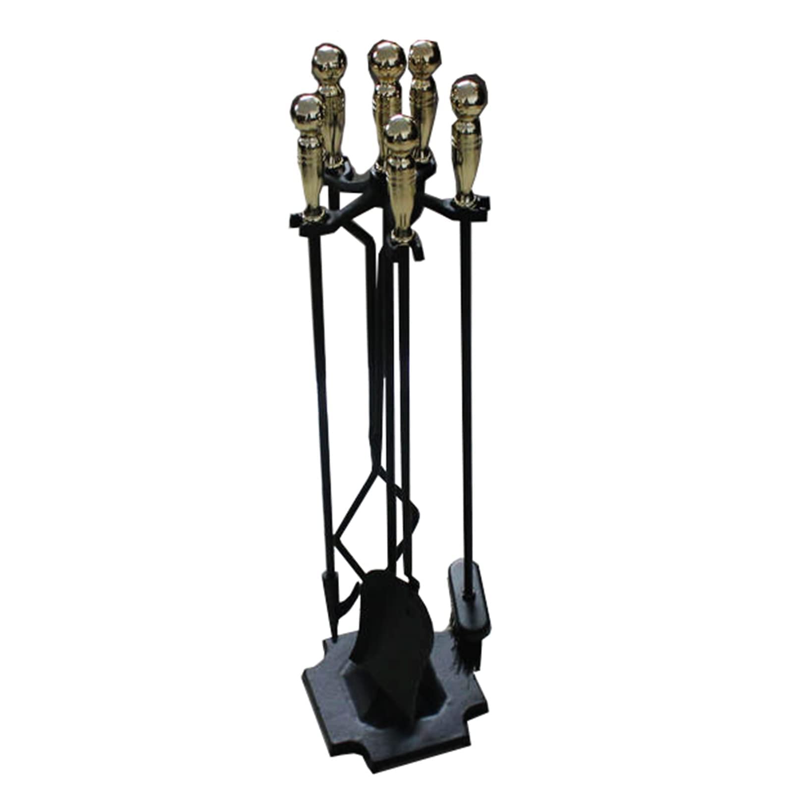5-Piece Wrought Iron Fireplace Tool Set with Stand, Rust-Resistant Black Finish