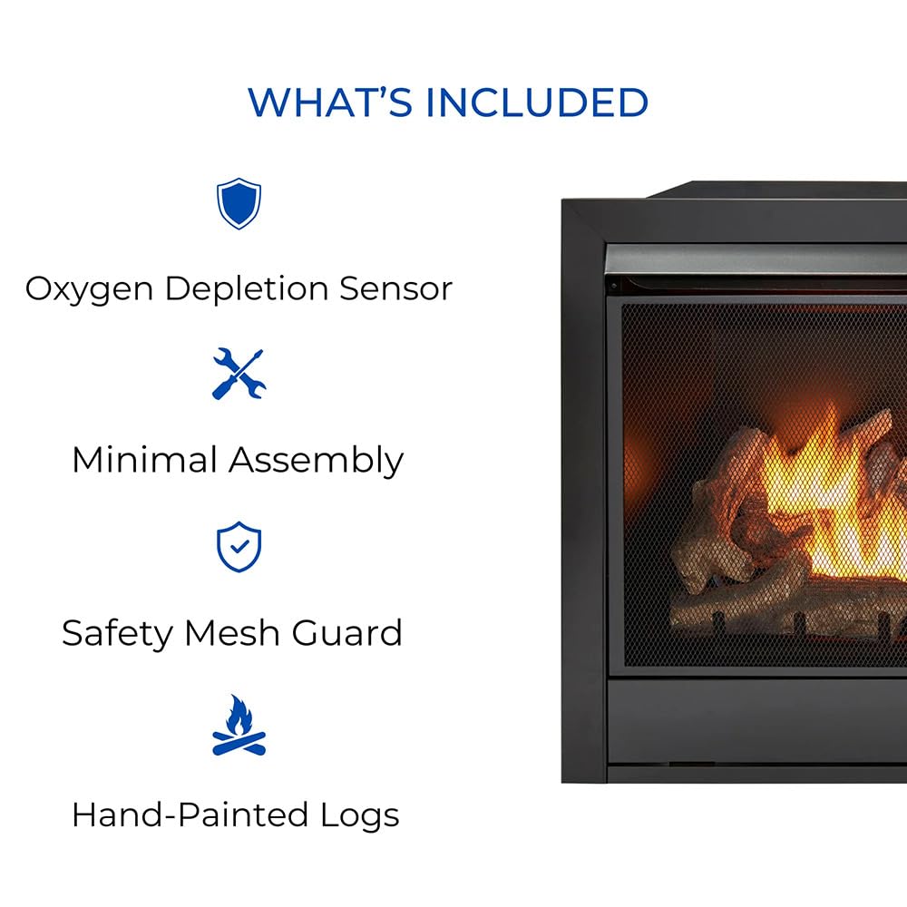 32,000 BTU Dual Fuel Ventless Gas Fireplace Insert with Remote Control