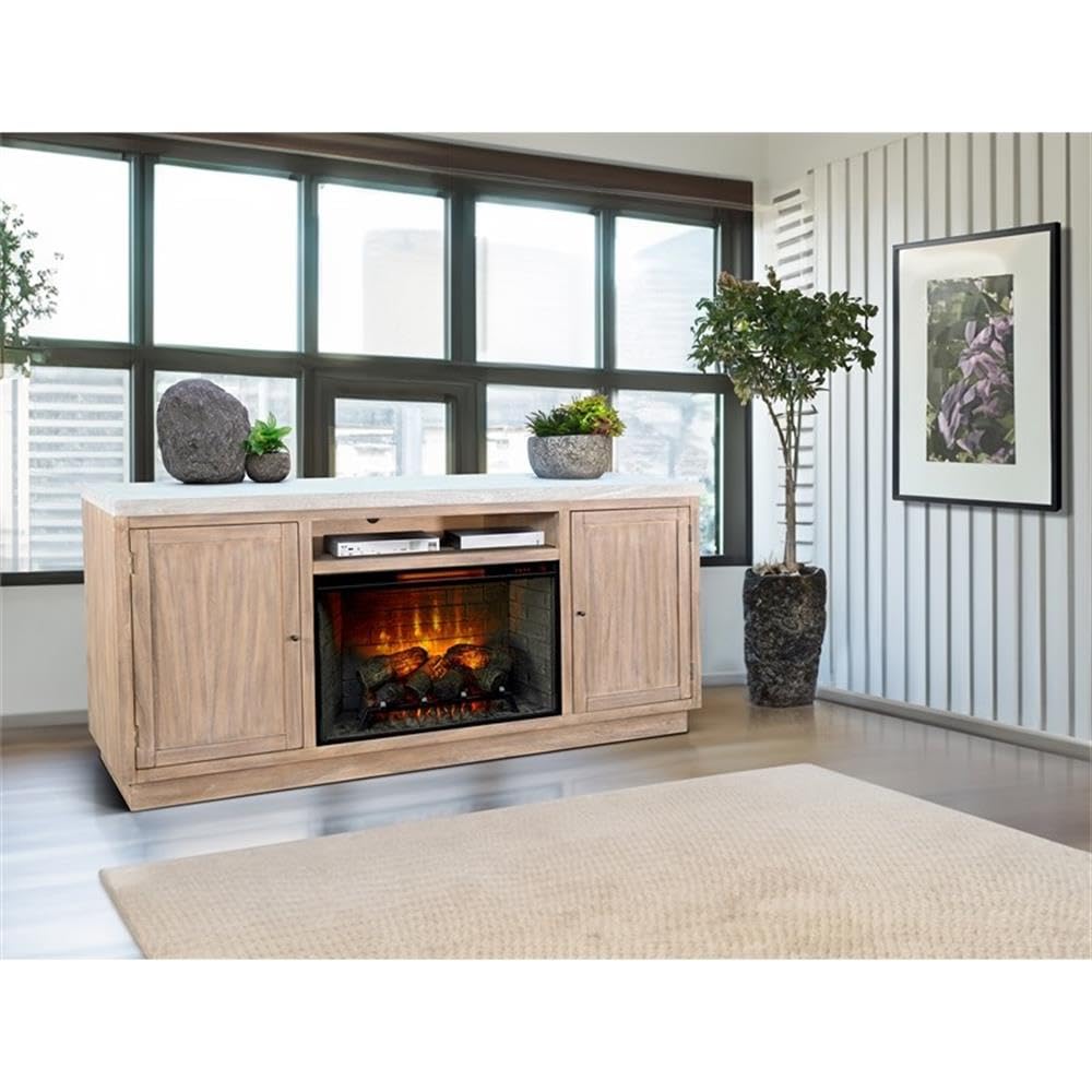 78" Media Console with Electric Fireplace, Infrared Quartz Heater & Adjustable Shelves