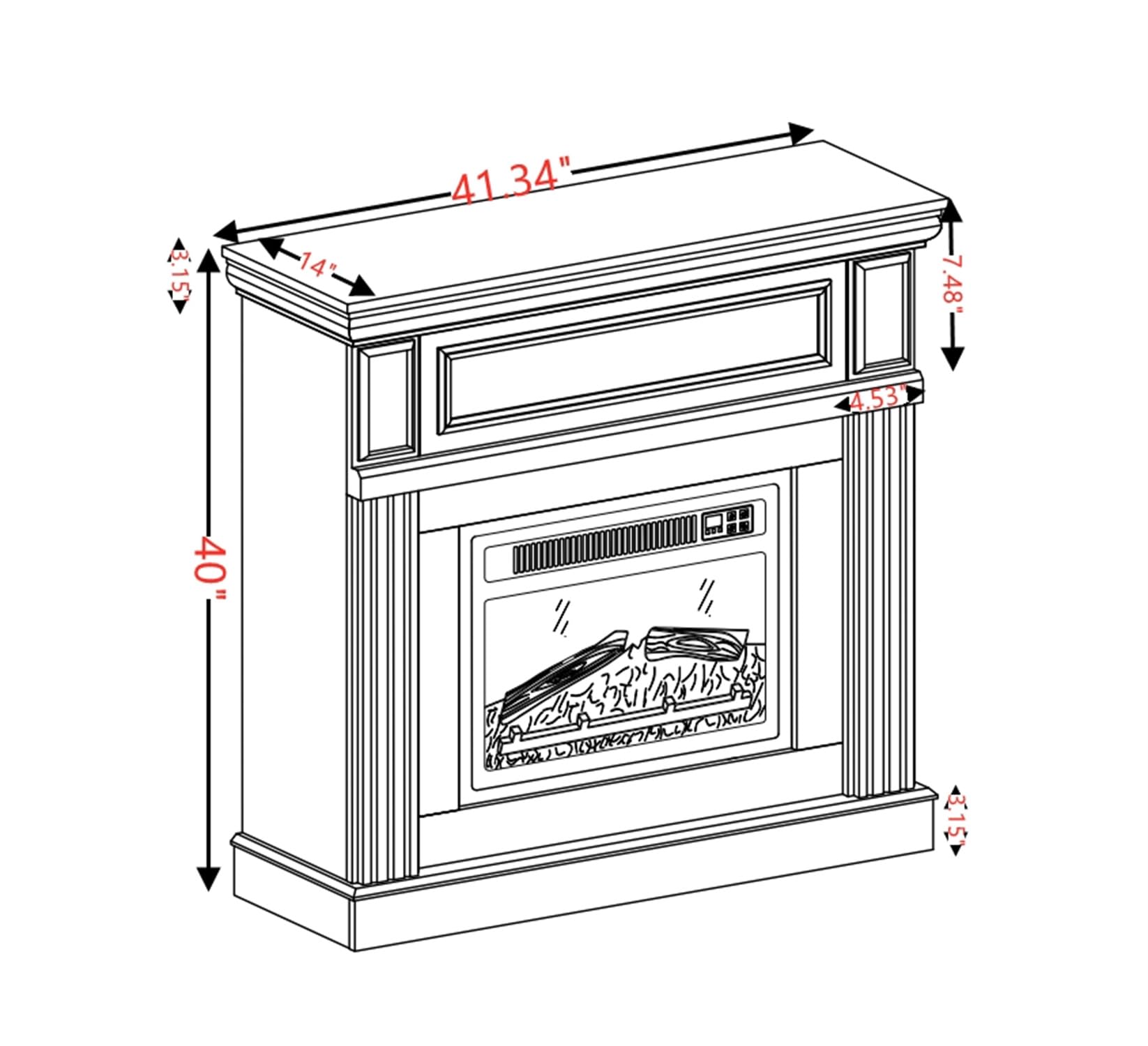 Fireplace Mantel Console for 23" Electric Fireplace, Space-Saving Modern Design for Living Room