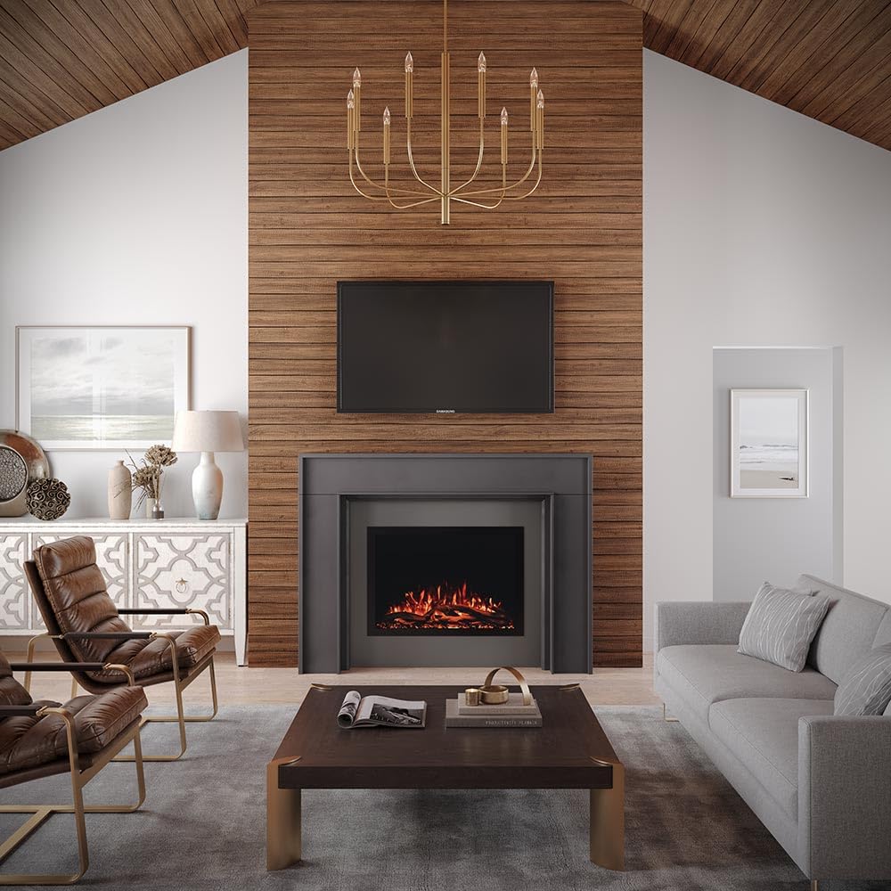 Modern Wood Fireplace Mantel Surround Kit with Shelf, Minimalist Poplar Design