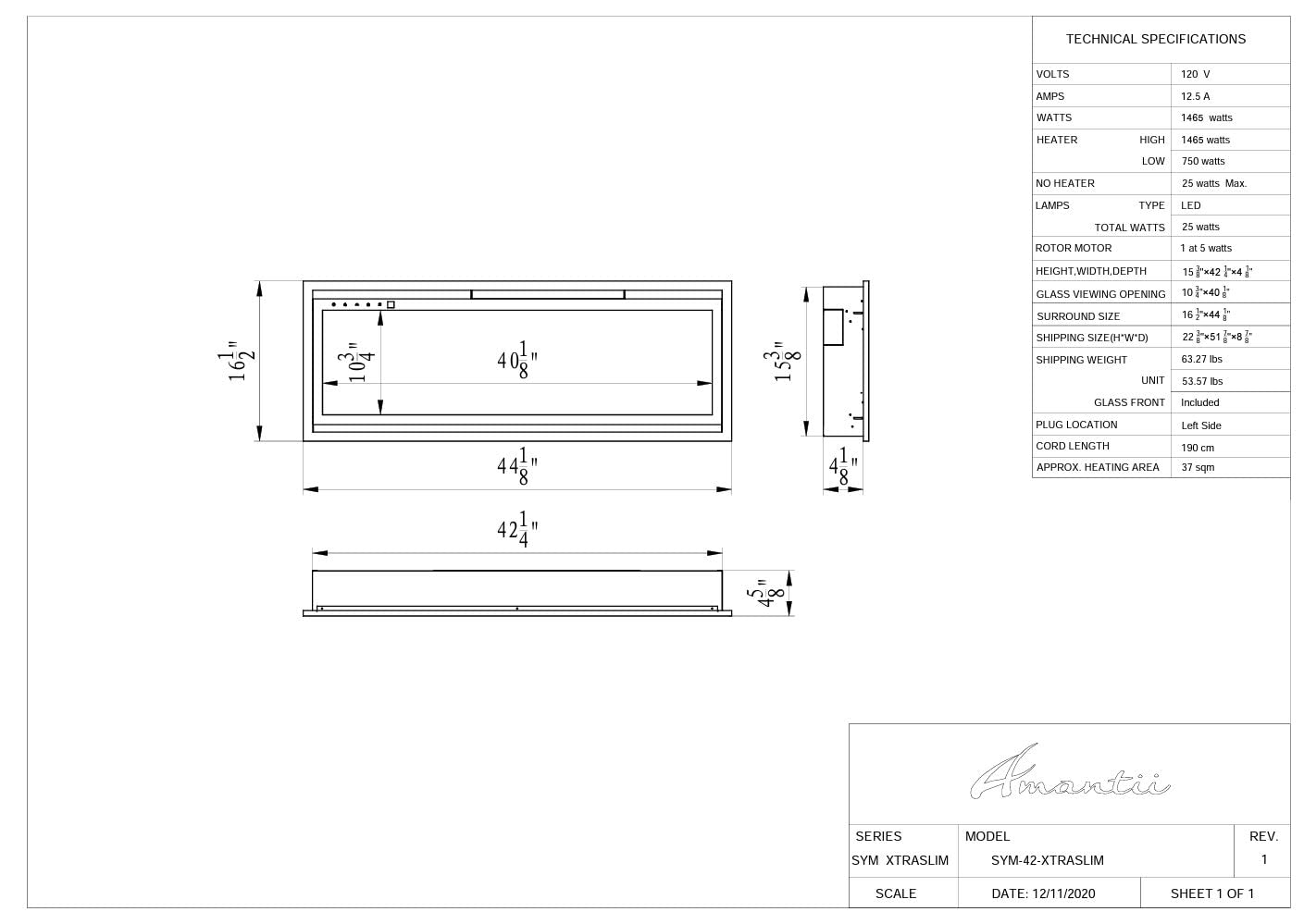 42" Slim Smart Electric Fireplace with Wi-Fi, Touch Control & Adjustable Flames, Indoor/Outdoor Use