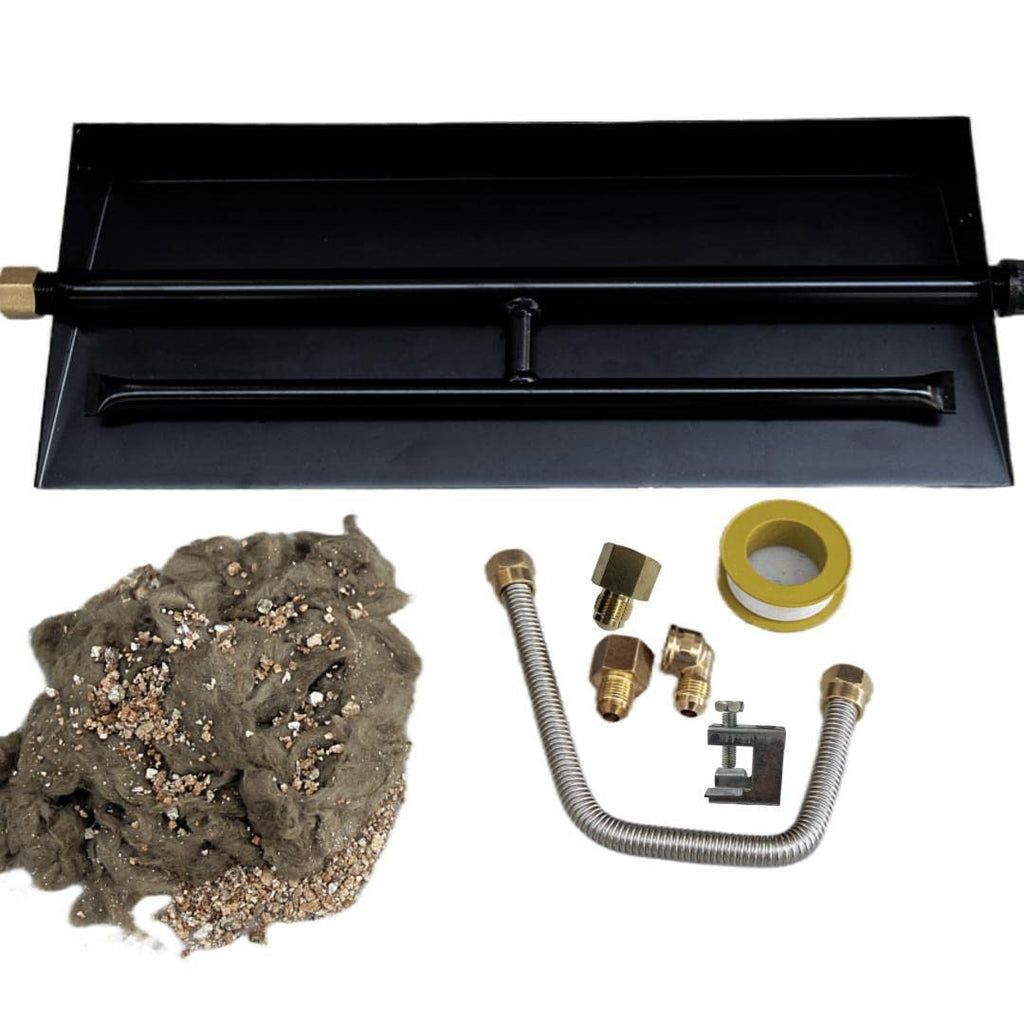 18" Gas Fireplace Burner Pan for Gas Logs & Fire Pits, Propane Compatible