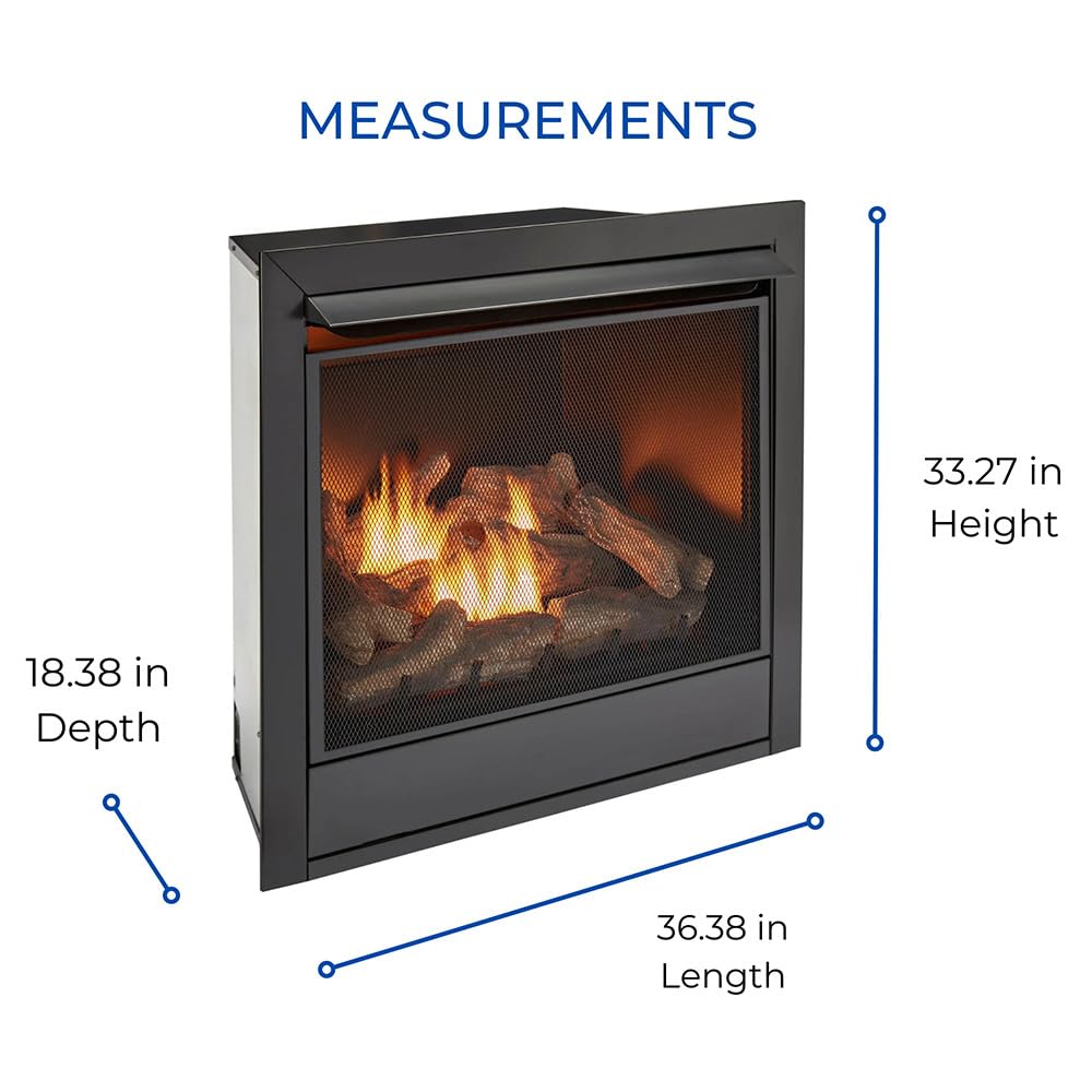 32,000 BTU Dual Fuel Ventless Gas Fireplace Insert with Remote Control