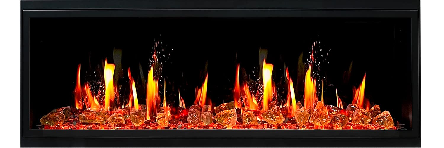 Ultra-Slim Electric Fireplace with Multi-Flame LED, Driftwood Logs, River Rocks & App Control 45"