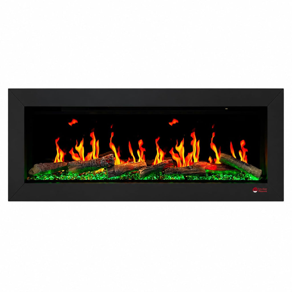 Ultra-Slim Electric Fireplace with Multi-Flame LED, Driftwood Logs, River Rocks & App Control 45"