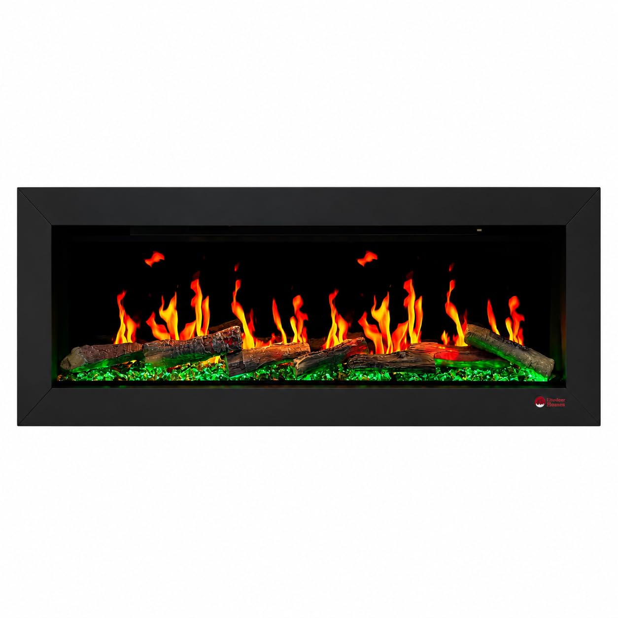 Ultra-Slim Electric Fireplace with Multi-Flame LED, Driftwood Logs, River Rocks & App Control 45"