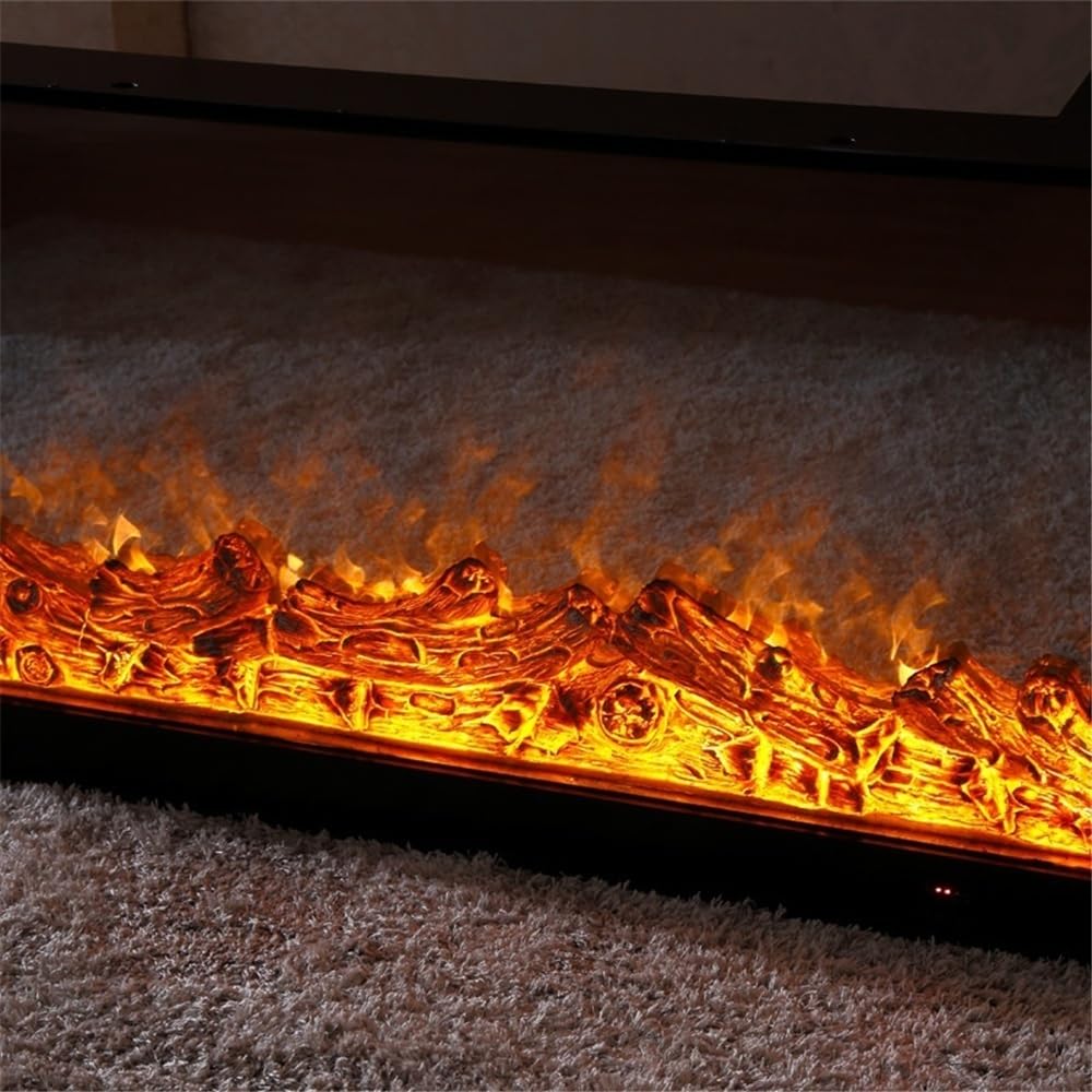 L-Shaped Electric Fireplace Insert with LED Flame & Remote Control, Wall-Mounted or Recessed Design