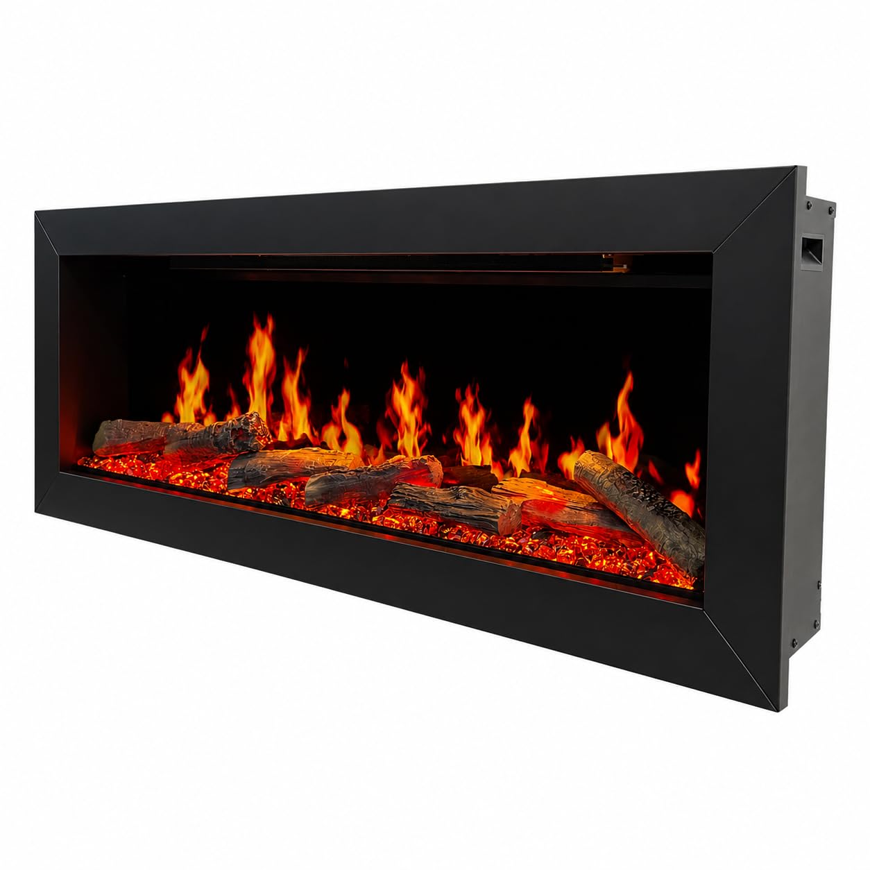 Ultra-Slim Electric Fireplace with Multi-Flame LED, Driftwood Logs, River Rocks & App Control 45"