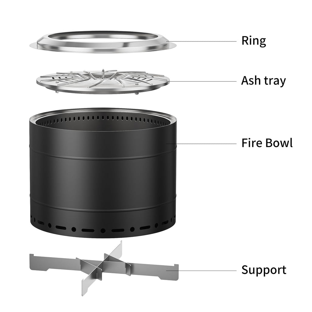 Stainless Steel Smokeless Wood-Burning Fire Pit for Outdoor Use