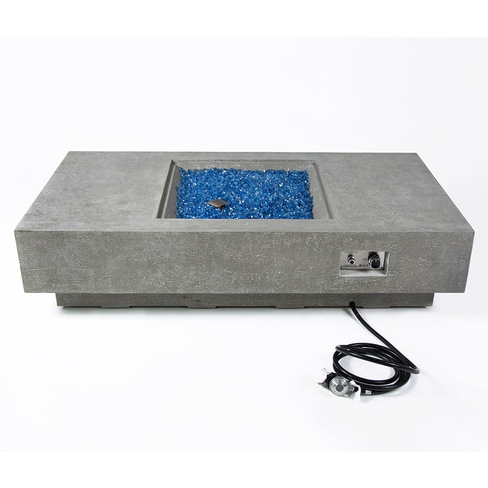 60" Concrete Fire Pit Table with Fire Glass for Patio, Garden & Outdoor Heating