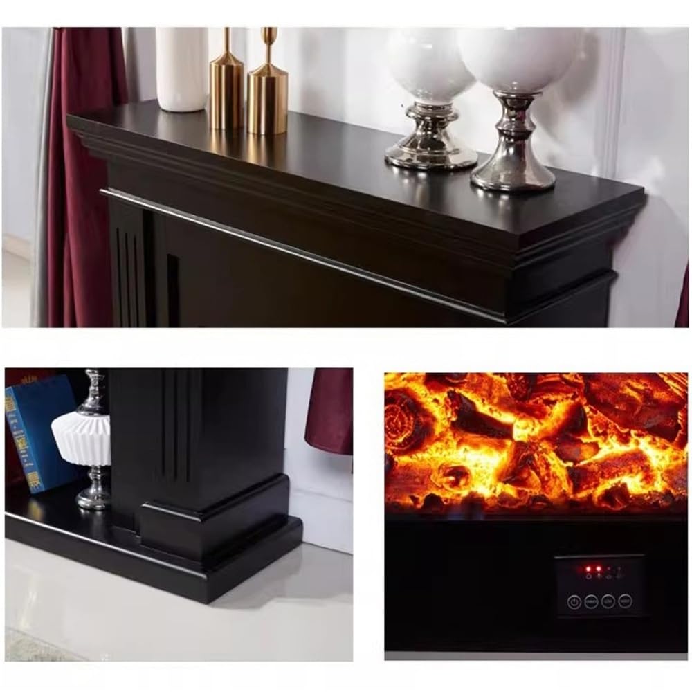 39.3"/47.2" Electric Fireplace with Mantel, Adjustable LED Flame & Freestanding Design