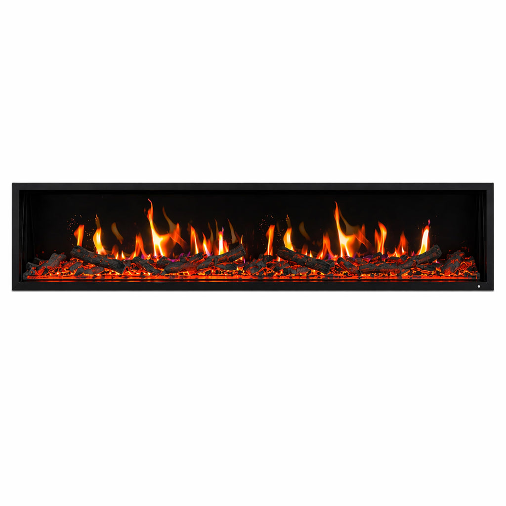 Ultra-Slim Electric Fireplace with Multi-Flame LED, Driftwood Logs, River Rocks & App Control 45"