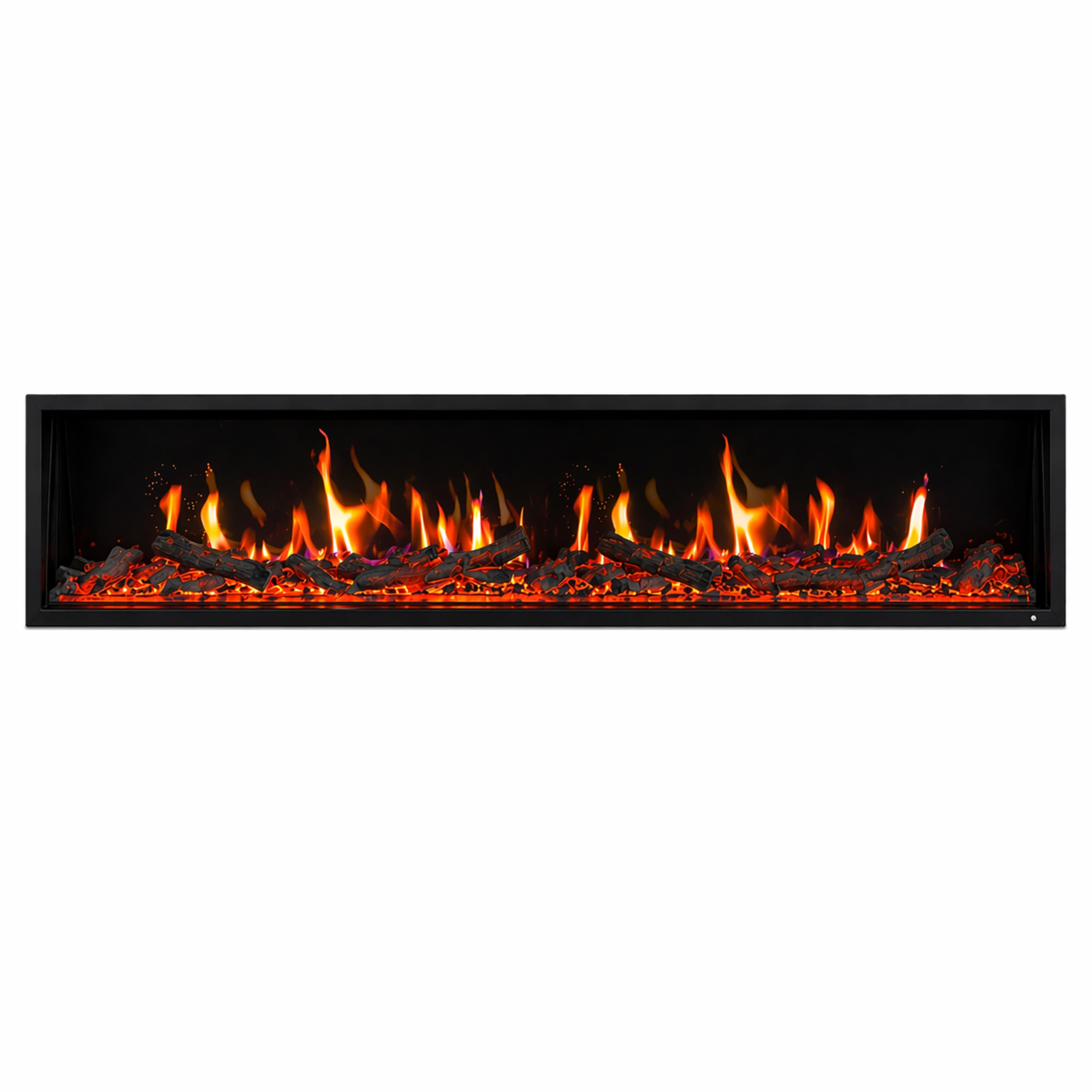 Ultra-Slim Electric Fireplace with Multi-Flame LED, Driftwood Logs, River Rocks & App Control 45"