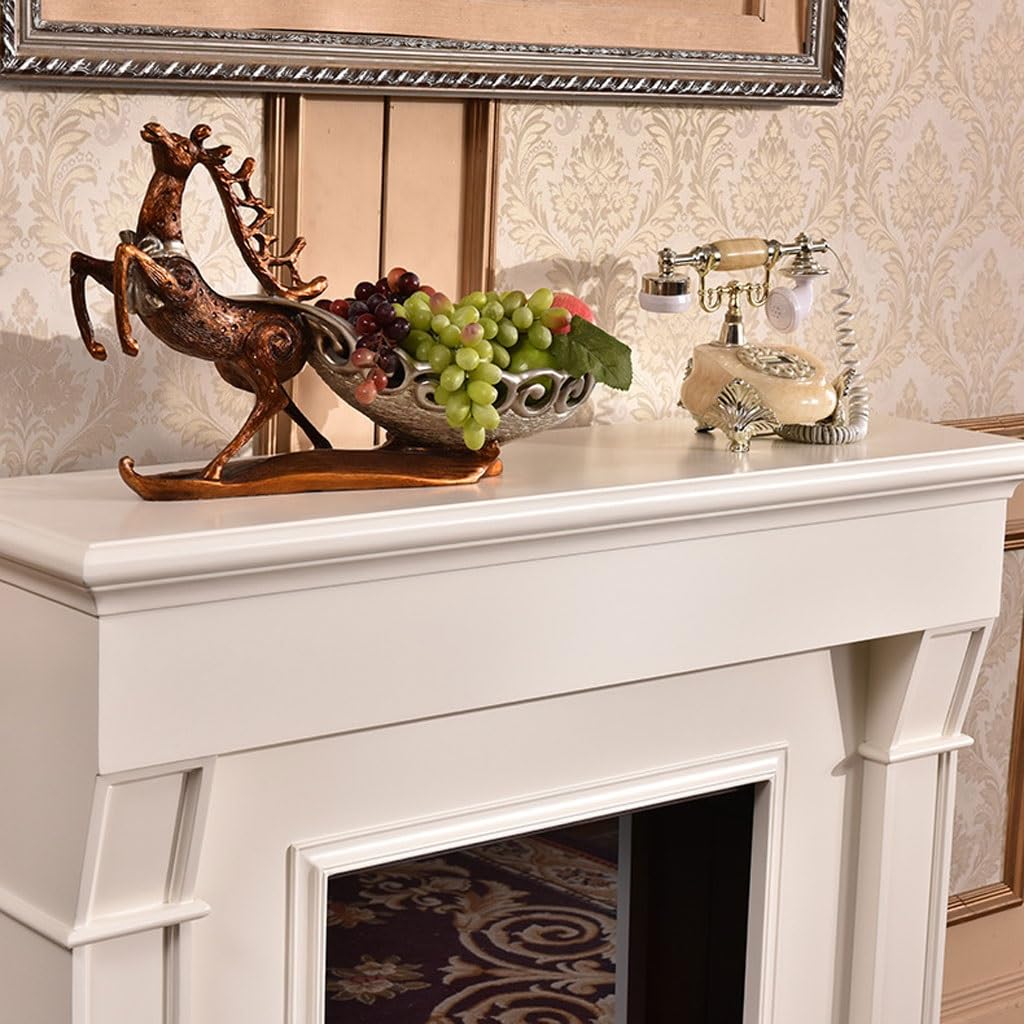 European Style Water Vapor Fireplace with Simulated Flame & Carved Mantel Design