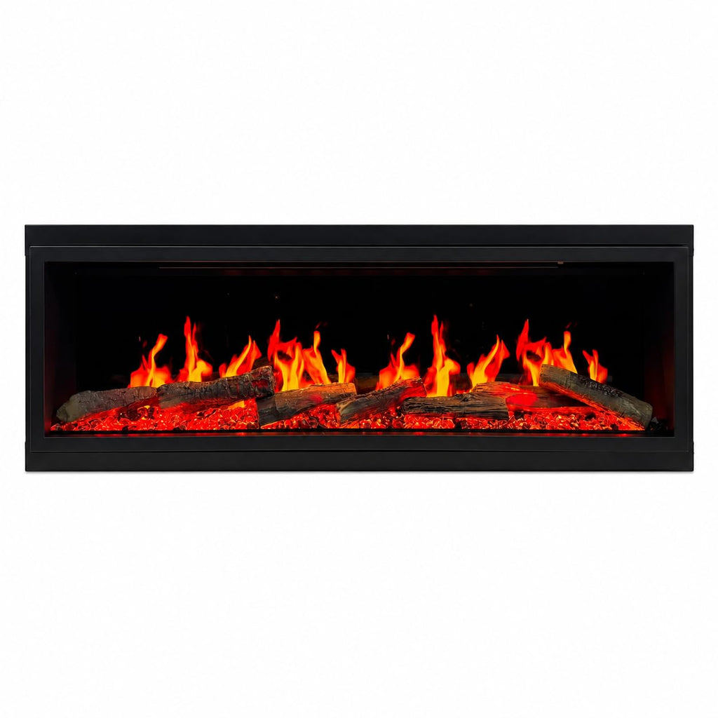 Ultra-Slim Electric Fireplace with Multi-Flame LED, Driftwood Logs, River Rocks & App Control 45"